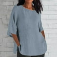 thumbnail image 1 of Giftesty Blouses for Women Dressy Casual Women's Solid Color Crew Neck Shirt Seven-Point Sleeve Casual Top, 1 of 6