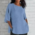 thumbnail image 1 of Giftesty Blouses for Women Dressy Casual Women's Solid Color Crew Neck Shirt Seven-Point Sleeve Casual Top, 1 of 6