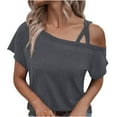 thumbnail image 1 of Giftesty Blouses for Women Fashion 2024 Fashion Woman Short Sleeve V-Neck Blouse Causal Pullover Pockets Tops, 1 of 1