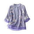 thumbnail image 1 of Giftesty Blouses for Women Fashion 2024 Ladies Fashion Color Embroidery Half Sleeve Cotton Linen Casual Loose Shirt, 1 of 6