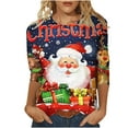 thumbnail image 1 of Giftesty Christmas Shirts for Women Fashion Women's Casual Christmas Print Round Neck 3/4 Sleeve T-Shirt Top Blouse, 1 of 5