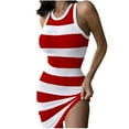 thumbnail image 1 of Giftesty Dresses for Women Clearance Under $10,Summer Women Casual Sleeveless Slimming O-Neck Stripe Printing Tank Dress, 1 of 6