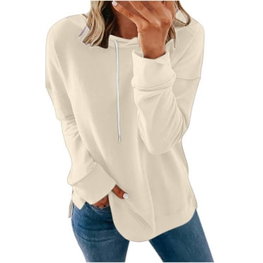 Giftesty Fall Tops Women Casual Hoodie Solid Long Sleeve Hooded Pullover Sweatshirts Loose Tunic Winter Tops Blouse