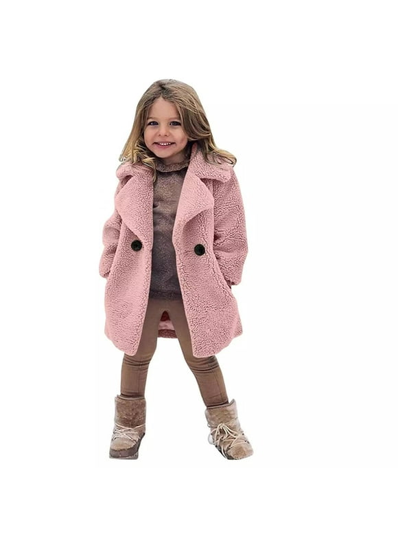Giftesty Fleece Jacket for Girls Coat Clearance Winter Warm Coats Kids Cardigan Outerwear