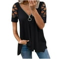 thumbnail image 1 of Giftesty Going Out Tops for Women Women's Summer V-Neck Zipper Hollow Out Solid Short Sleeveless Blouse, 1 of 8