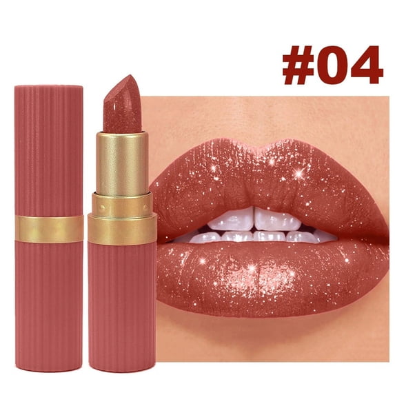 Giftesty Golden Glitter Diamond Shimmer Lip Makeup, Long Lasting Non-transfer 6 Color Cream Lip Bar With Lustrous Pearl Finish, All Day Wear Lip Color