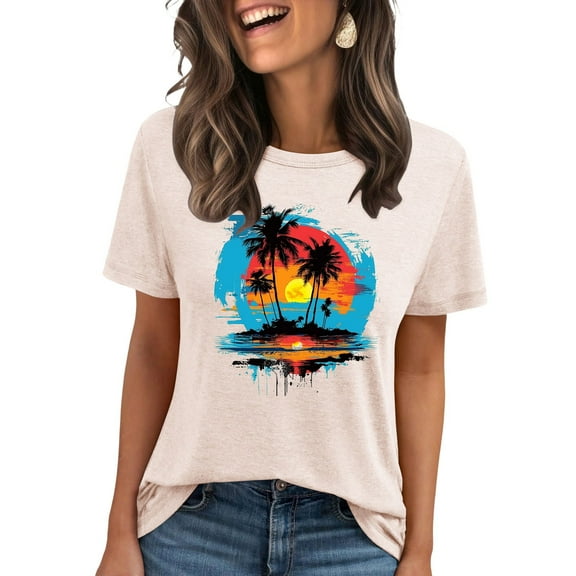 Giftesty Graphic T Shirts for Women Short Sleeve Summer Tops Funny Flower Printed Casual Graphic Tees