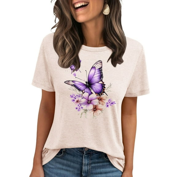 Giftesty Graphic T Shirts for Women Short Sleeve Summer Tops Funny Flower Printed Casual Graphic Tees