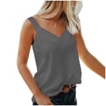 thumbnail image 1 of Giftesty Gray Tank Top for Women Women's Sleeveless V-Neck Solid Color Block T-Shirt Loose Casual Tank, 1 of 4