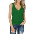 thumbnail image 1 of Giftesty Green Tank Top for Women Womens Casual Loose Color Button V-neck SleevelessTops Blouses Vests, 1 of 8