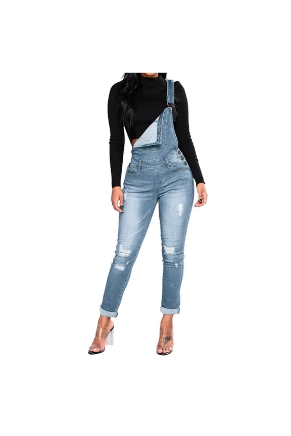 Jumpsuit for Women Clearance,Women's with Holes In Their Straps Straightforward Tight Calf Jeans