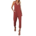thumbnail image 1 of Giftesty Jumpsuit for Women Clearance,Womens Fashion Summer Solid Pocket Casual Sleeveless Suspender Jumpsuit, 1 of 1