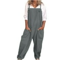 thumbnail image 1 of Giftesty Jumpsuit for Women Plus Size with Pockets Casual Romper Cotton and Linen Jumpsuit Solid Button Jumpsuits Leg Pant Jumpsuit, 1 of 8