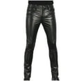 thumbnail image 1 of Giftesty Men Pants Clearance,Men's Punk Retro Gothic Slim Fit Casual Pants Solid Color Casual Leather Pants, 1 of 6