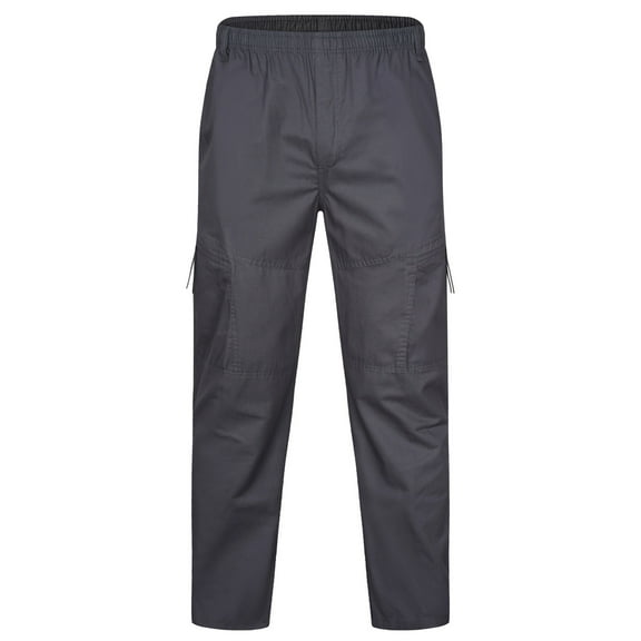 Giftesty Mens Cargo Pants Men's Cotton and Linen Elastic Waist Blended Breathable Comfortable Soft Beach Casual Trousers Full Length Pants
