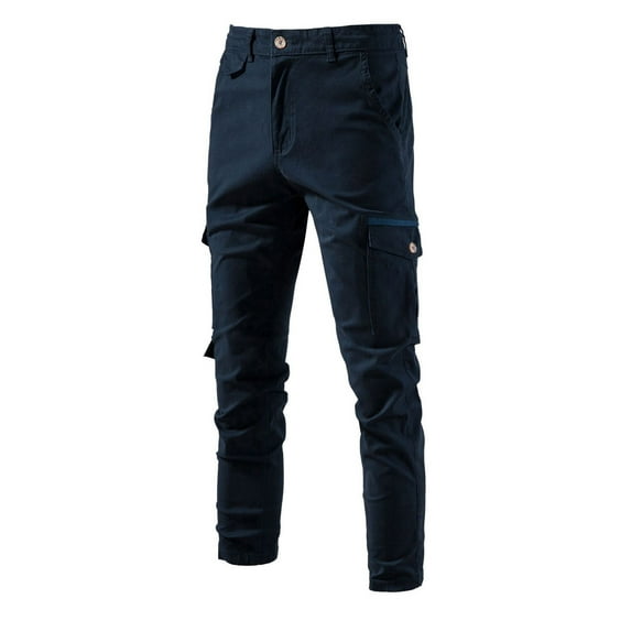 Giftesty Mens Cargo Pants Clearance Men's Fashion Casual Pure Color Outdoors Zipper Pocket Casual Pants Sweatpants