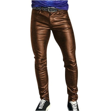 Kayannuo Black leather Pants Spring Clearance Men's Punk Retro Gothic ...