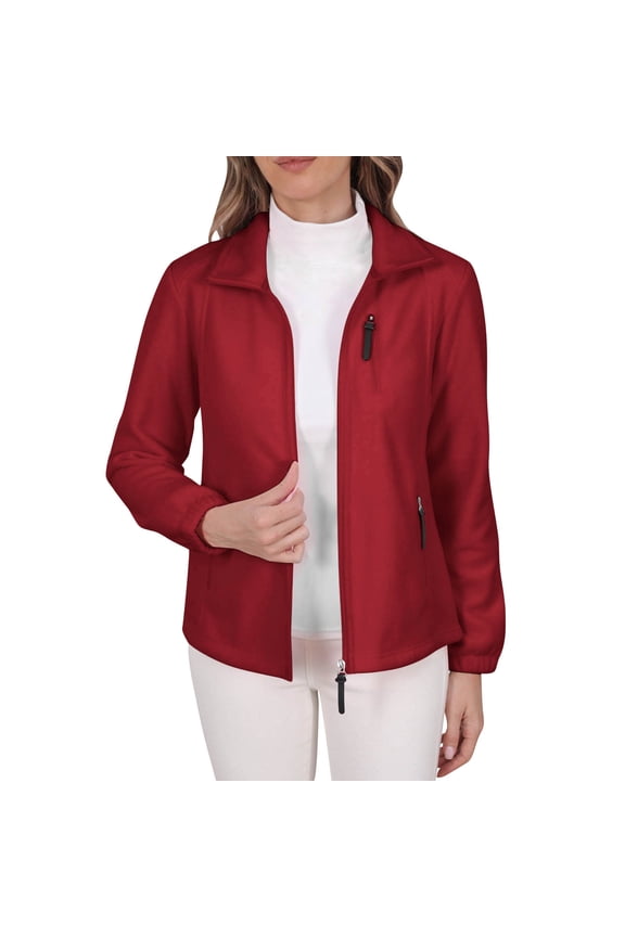 Multi-Pocket Full-Zip Fleece Jacket for Ladies, All-Purpose Casual Long Sleeve