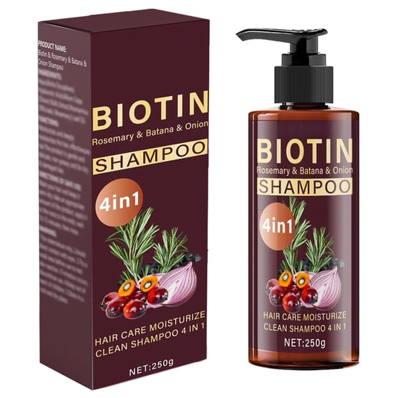 Giftesty Onion Rosemary Batana Infused Biotin Scalp Shampoo,Deeply Cleanser Polishes Hair for Smooth Firm Elastic Texture, 250g