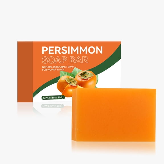 Giftesty Persimmon Body Soap Bar 100g,Deep Purifying Formula Removes Odor,Fragrant Handmade Soap for Daily Bath & Hand Wash