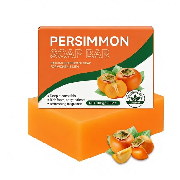 Giftesty Persimmon Soap Bar for Body Odor Control,Deeply Removes Dirt and Oil,Mild Soap Keeps Skin Soft Non-tight
