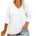 thumbnail image 1 of Giftesty Plus Size Women Tops V Neck 3/4 Sleeve Casual Button T-Shirts Loose Basic Tunic Tees, 1 of 6