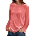 thumbnail image 1 of Inleife Plus Size Womens Shirts Fashion Women Round Neck Pullovers Solid Long Sleeve Casual Shirt Blouse Tops, 1 of 1