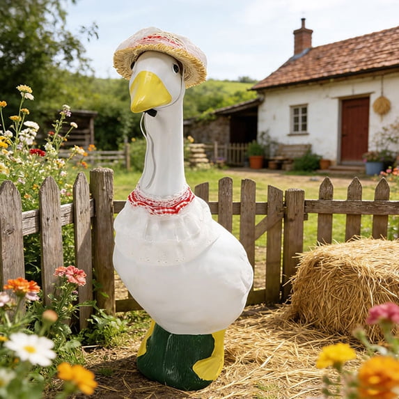 Giftesty Porch Gooses Outfit Hat and Lace Skirt for 23" Gooses Clothing Patio Garden Decor