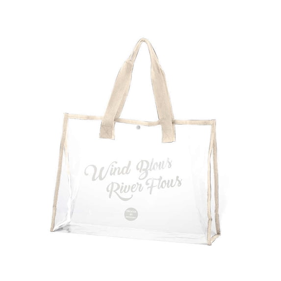 Giftesty Portable Large Clear Waterproof Beach Bag for Women, Thickened Visible Tote Bag for Outdoor Use, 18.5x5.9x13.55in