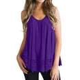 thumbnail image 1 of Giftesty Purple Tank Top for Women Women's Summer Fashion Solid Color Hem Lace Casual Versatile Vest T-Shirt, 1 of 3