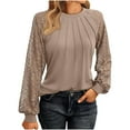 thumbnail image 1 of Giftesty Sizes S-XXL Women's Solid Color Long Sleeved Lace Patchwork Casual Top, 1 of 6