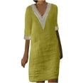 thumbnail image 1 of Giftesty Summer Dresses for Women 2024 Fashion Women Summer Casual V-Neck Solid Color Short Sleeve Dress, 1 of 5