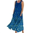thumbnail image 1 of Giftesty Summer Dresses for Women Sleeveless Cotton and Linen Round Neck Printed Long Dress with Pocket, 1 of 5
