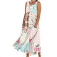 thumbnail image 1 of Giftesty Summer Dresses for Women Deals Women's Sleeveless Cotton and Linen Round Neck Printed Long Dress with Pocket, 1 of 5