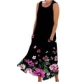 thumbnail image 1 of Giftesty Summer Dresses for Women Sleeveless Cotton and Linen Round Neck Printed Long Dress with Pocket, 1 of 5