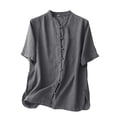 thumbnail image 1 of Giftesty Summer Tops for Women Casual Women's Round Neck Summer Solid Color Retro Regular Women's Short Sleeve, 1 of 3