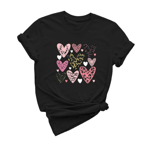 Giftesty Summer Tops for Women Women's Casual Round Neck Short-sleeved Christmas Tree Printed T-shirt Top