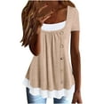 thumbnail image 1 of Giftesty Summer Tops for Women Womens Summer Casual Solid Color Round Neck Short Sleeve Tops Loose Blouses, 1 of 6