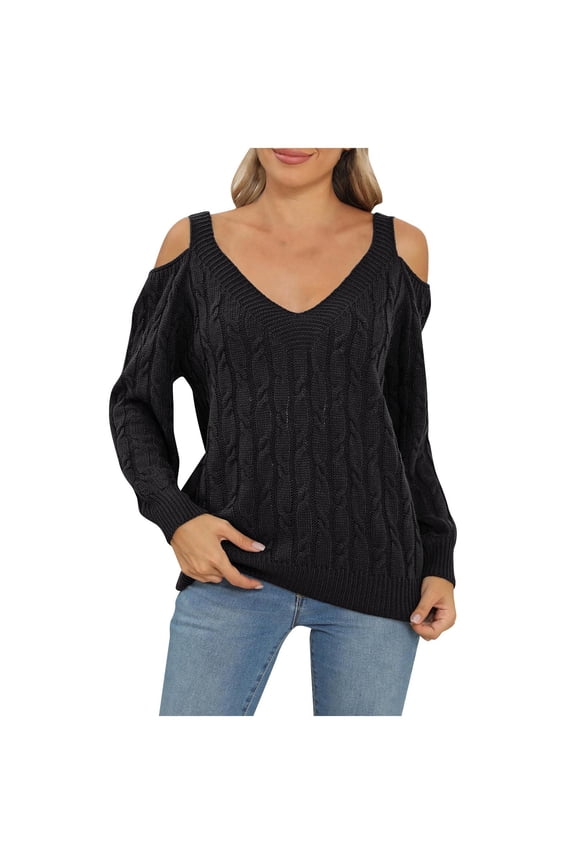 Sweaters for Women Plus Size Fashion Women Casual Solid Round Neck Sleeve Loose Sweater Blouse Tops