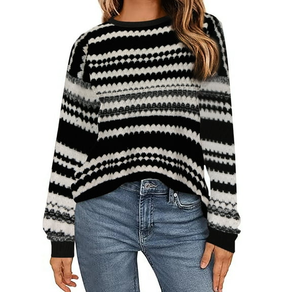 Giftesty Sweaters for Women Plus Size Women Long Crew Neck Collar Casual Loose Knitted Sweaters