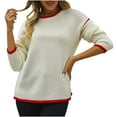 thumbnail image 1 of Giftesty Sweaters for Women Plus Size Women's Casual Fashion Color Contrast Knitted Pullover Long Sleeve Round-Neck Sweater, 1 of 8