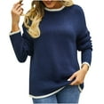 thumbnail image 1 of Giftesty Sweaters for Women Plus Size Women's Casual Fashion Color Contrast Knitted Pullover Long Sleeve Round-Neck Sweater, 1 of 9