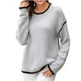 thumbnail image 1 of Giftesty Sweaters for Women Plus Size Women's Casual Fashion Color Contrast Knitted Pullover Long Sleeve Round-Neck Sweater, 1 of 8