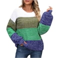 thumbnail image 1 of Giftesty Sweaters for Women Plus Size Women's Casual Round Neck Long Sleeve Sweater Knitted Stripe Loose Blouse Tops, 1 of 8