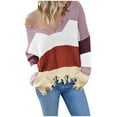 thumbnail image 1 of Giftesty Sweaters for Women Plus Size Womens Casual Patchwork V-Neck Sweater Tops, 1 of 7