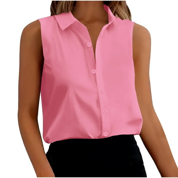 Giftesty Tank Tops for Women Fashion Women Sleeveless Garment Comfortable Breathable Turndown Collar Tank Blouses Tops