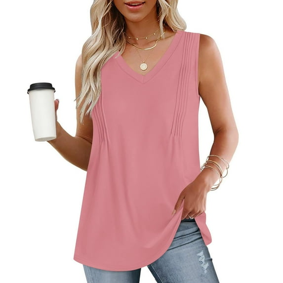 Giftesty Tank Tops for Women Fashion Women's Spring/Summer Solid Color Casual V-Neck Sleeveless Top Tank Top