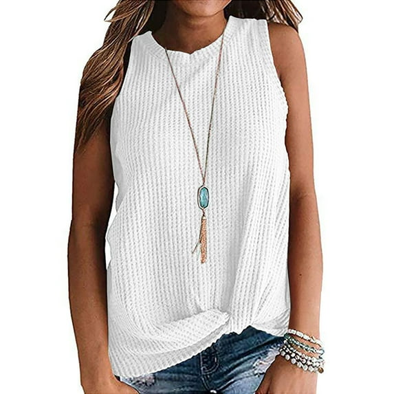 Giftesty Tank Tops for Women Clearance Knotted Fashion Casual Sleeveless T-Shirt Multicolor Solid Color