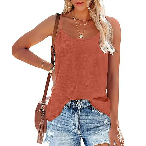 Giftesty Tank Tops for Women Summer Women Solid Color Round Neck Sleeveless Casual Tee Tops Tank