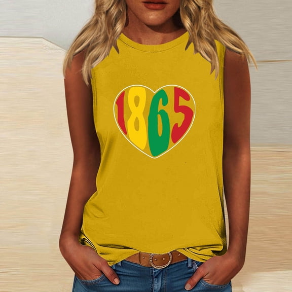 Giftesty Tank Tops for Women Casual Independence Day Sleeveless Round Neck Top